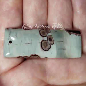 Red and Grey Chohua Jasper * Drilled Cabochon Pendant Stone * 57 x 21.5 x 7.5mm